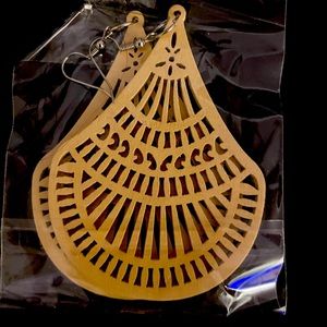 African Wooden Drop Earrings